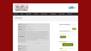 Jobs Listing | Medplus Staffing