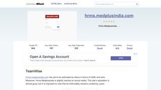Hrms.medplusindia.com website. TeamWise.