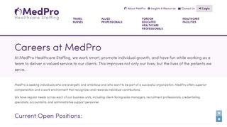 Internal Careers - MedPro Healthcare Staffing