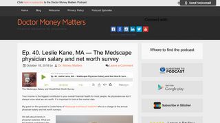 Ep. 40. Leslie Kane, MA — The Medscape physician salary and net ...