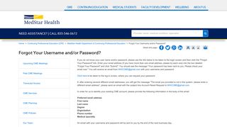 Forgot Your Username and/or Password? - Medical ... - MedStar Health