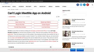Can't Login MeetMe App on Android | How to Chat Online