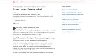 How to meet Nigerians online - Quora