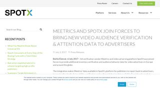 Meetrics and SpotX Join Forces to Bring New Video Audience ...