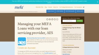 Managing your MEFA Loans with our loan servicing provider, AES