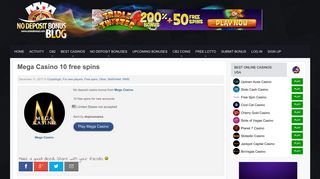 Mega Casino 10 free spins - 11.12.2017 - Casino Bonus