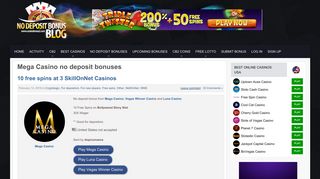 Mega Casino no deposit bonus codes