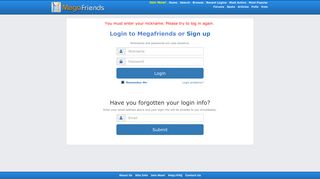 Login to Megafriends or Sign up
