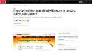 File sharing site Megaupload will return in January, claims Kim ...