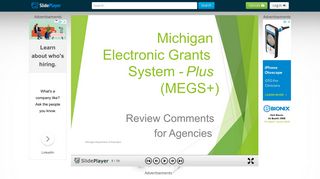 Michigan Electronic Grants System - Plus (MEGS+) Review Comments ...