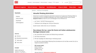 Warnung vor Phishing-Mails - Deutsche Bahn