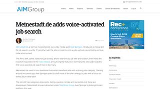 Meinestadt.de adds voice-activated job search - AIM Group