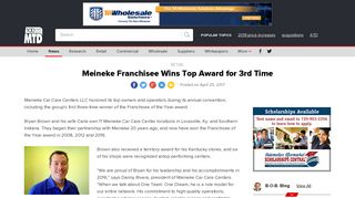 Meineke Franchisee Wins Top Award for 3rd Time - Modern Tire Dealer