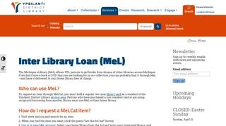 Inter Library Loan (MeL) - Ypsilanti District Library