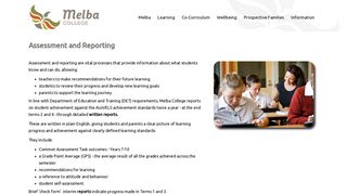 Assessment and Reporting – Melba College