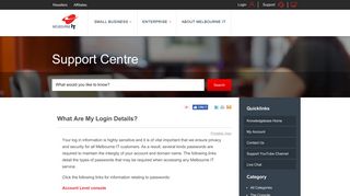 MelbourneIT: What Are My Login Details? - Melbourne IT Support Centre