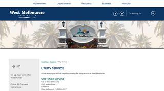 Utility Service | West Melbourne, FL - Official Website