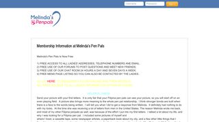 Membership Information at Melinda's Pen Pals - MelindasPenpals.com
