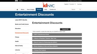 Entertainment Discounts - IDNYC - NYC.gov