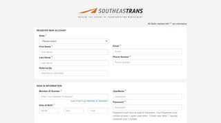 Southeastrans :: Member Portal :: Register