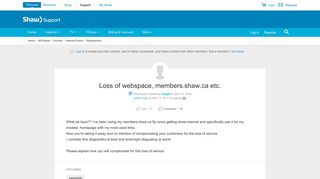 Loss of webspace, members.shaw.ca etc. | Shaw Support - Shaw ...