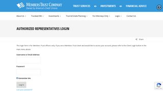 Authorized Representatives Login - Members Trust Company