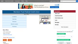 Members Trust Federal Credit Union - Mason, OH - Credit Unions Online