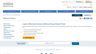 Patient Portal Log-in for Memorial Hermann Medical Group