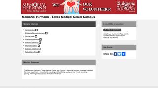 MyVolunteerPage - Memorial Hermann - Texas Medical Center Campus