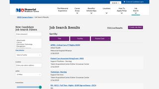 Job Search Results - MHS Careers Home - Memorial Healthcare System