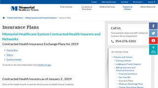 Insurance Plans | Memorial Healthcare System