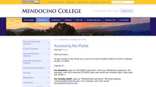 Accessing the Portal | Mendocino College