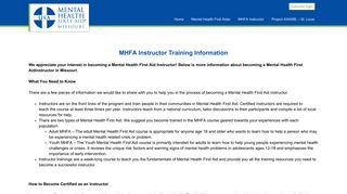 MHFA Instructor Training Information - Mental Health First Aid Missouri