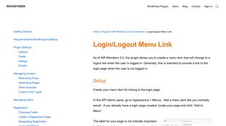 Login/Logout Menu Link - RocketGeek