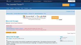 Menu Link To Login - Joomla! Forum - community, help and support