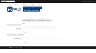 Forgotten password - Menzies Learning
