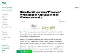 Cisco Meraki Launches “Presence,” With Facebook Account Log-In To ...