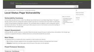 Local Status Page Vulnerability - Cisco Meraki