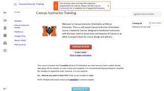 Mercer Canvas Instructor Training - Dashboard