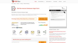 Mercer Kiwisaver Login - Fill Online, Printable, Fillable, Blank | PDFfiller