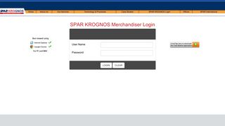 SPAR KROGNOS Merchandiser Login - Merchandiser Tools Menu