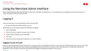 Using the Merchant Admin Interface - Worldpay Support
