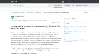 Manage your account information using the Merchant... - QuickBooks ...