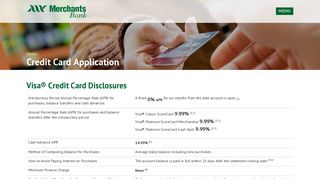 Merchants Bank Credit Card Application