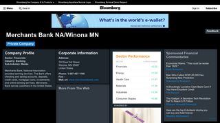 Merchants Bank NA/Winona MN: Company Profile - Bloomberg