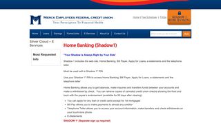 Home Banking (Shadow1) :: Merck Employees FCU