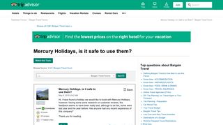 Mercury Holidays, is it safe to use them? - Bargain Travel Forum ...