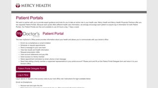 myMercyHealth Patient Portal | Learn More | Help