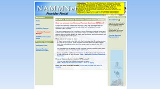 NAMMNet Provider Portal - National Provider Identifier
