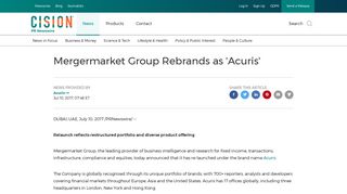 Mergermarket Group Rebrands as 'Acuris' - PR Newswire